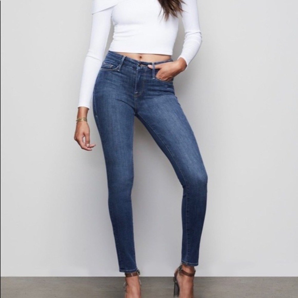 Good American Good Legs High Rise Skinny Jeans Size 0/26 Women's Like New Denim